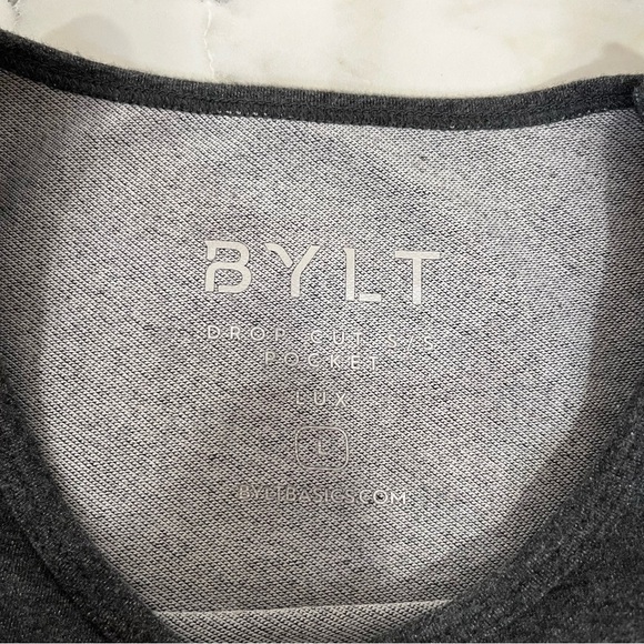 Bylt T-Shirt Drop Cut Short Sleeve Pocket Lux Dark Gray Crewneck Men's Large - Picture 7 of 8